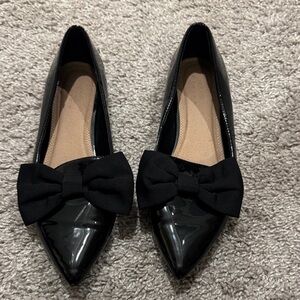 Elegant Black Bow Flats